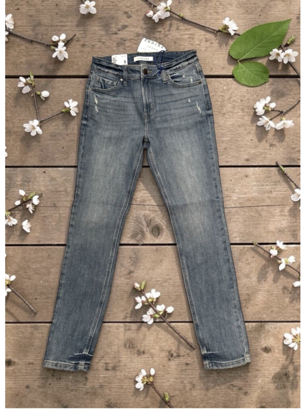 Eunina Jude Jeans Mid-Rise Skinny Ankle Junior Women 5 Blue Distressed Denim NWT